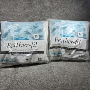 Fairfield‎ Feather-fil Pillow Inserts White 16x16 Cotton Down Blend 2pc Set